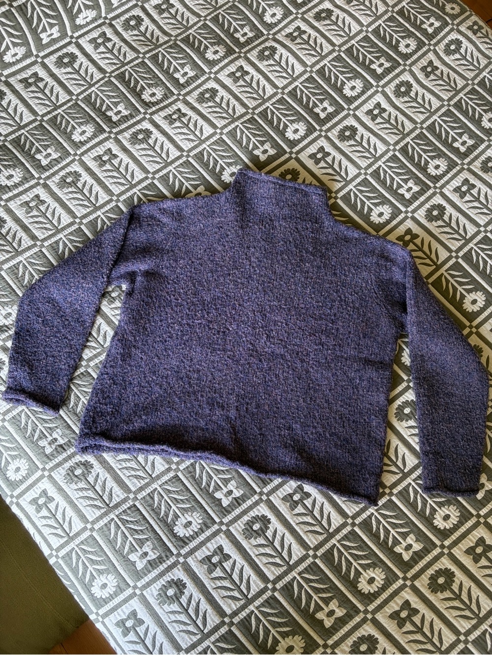 Heathered Purple Mock Neck Wool Blend Sweater